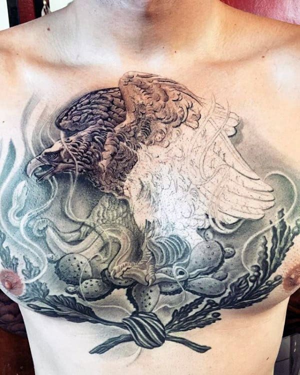 Mexican Eagle Guys Chest Tattoo Designs
