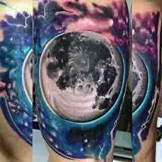 Midnight Moon Tattoo For Men With Glowing Color Ink