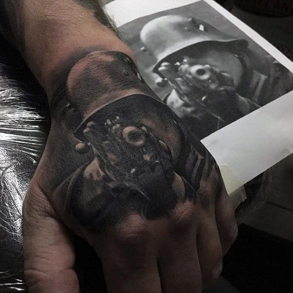 Military Solider Badass Male Hand Tattoo