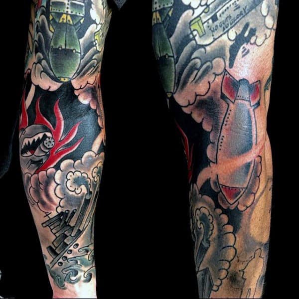 Military Themed Mens Full Sleeve Navy Tattoos