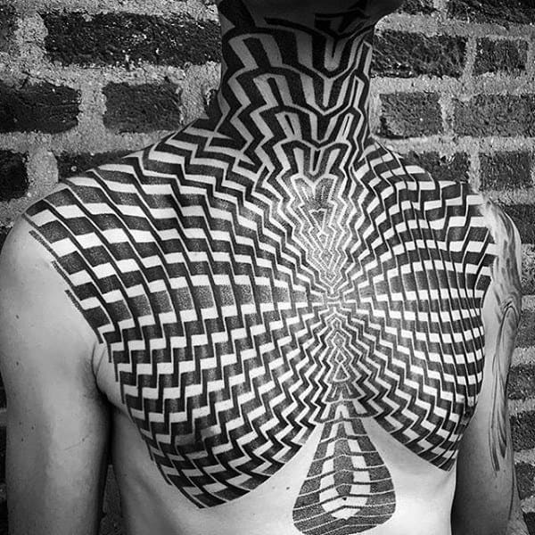Mind Boggling Pattern Tattoo Male Chest