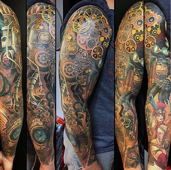 Mindblowing Steampunk Tattoos Male Full Sleeve