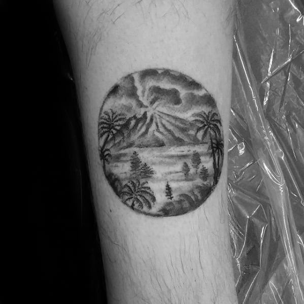 Mini Small Detailed Forearm Guys Volcano Tattoos
