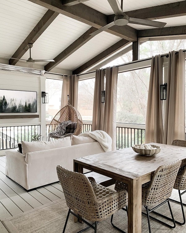 screened porch with railing