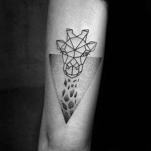 Minimalist Dotwork Giraffe Triangle Mens Tricep Tattoo