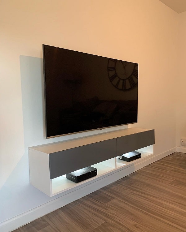 minimalist floating entertainment center wall mounted tv