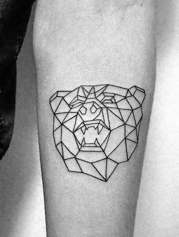 Minimalist Geometric Bear Forearm Tattoos For Guys