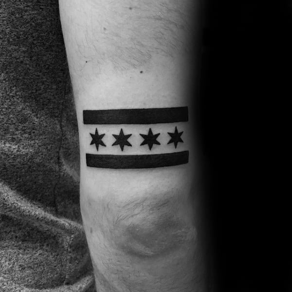 Minimalist Guys Black Ink Chicago Tricep Tattoo