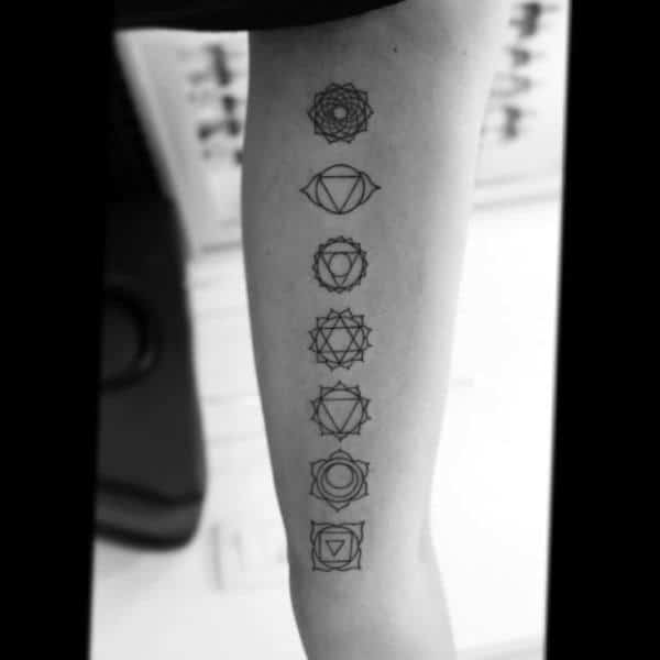 Minimalist Guys Chakras Inner Forearm Tattoos