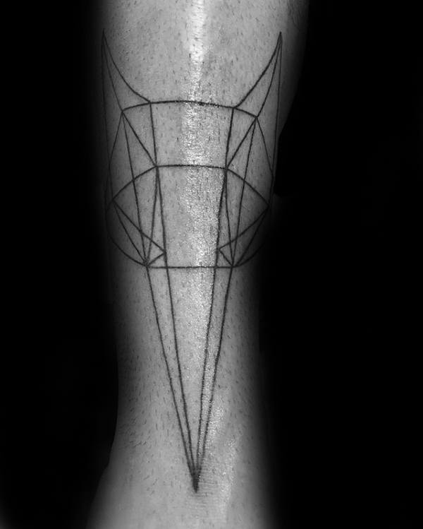 Minimalist Guys Geometric Wolf Forearm Tattoo