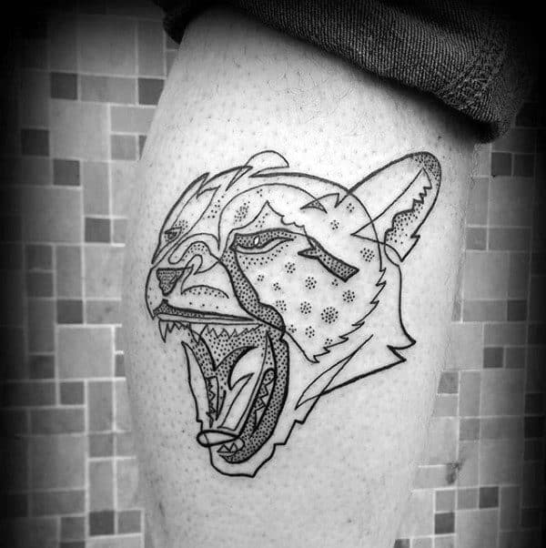Minimalist Guys Leopard Leg Calf Tattoos