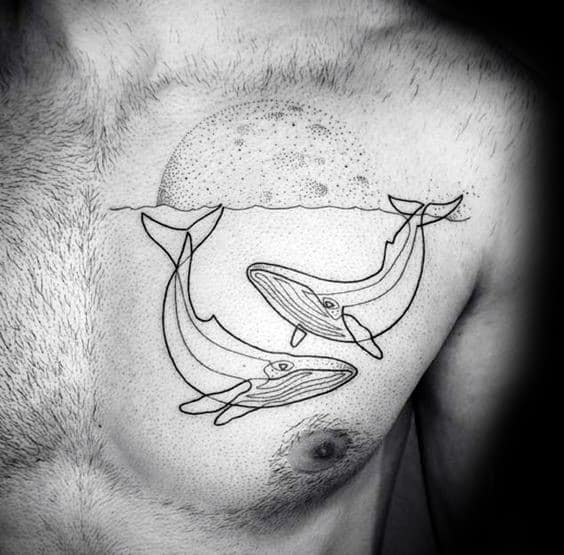 Minimalist Guys Whale Chest Tattoos