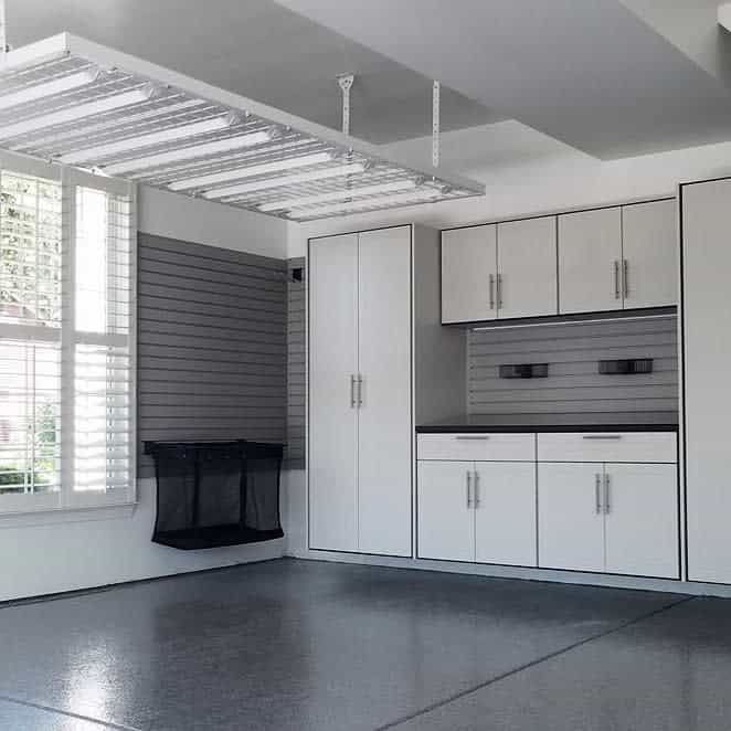 minimalist hanging ceiling garage storage 