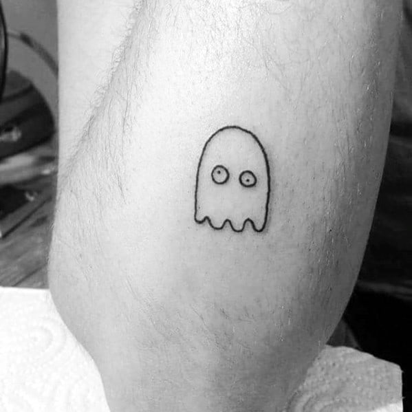 Minimalist Mens Pacman Ghost Outer Forearm Tattoo Designs