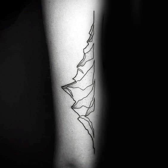 Minimalist Mountain Skiing Tattoo For Males