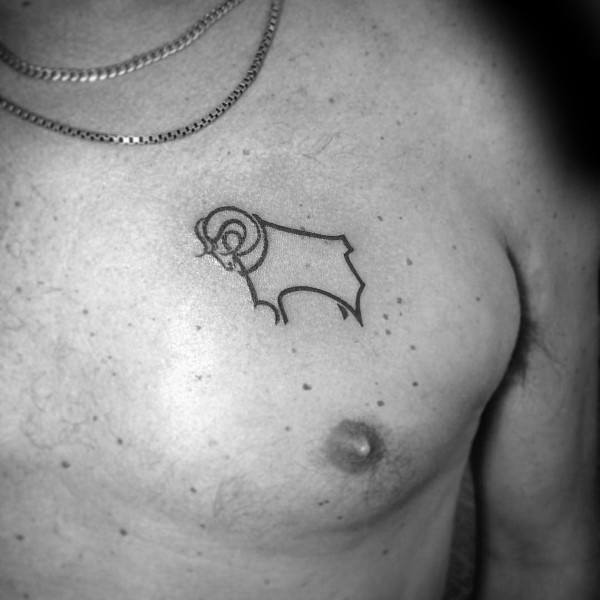 Minimalist Ram Mens Chest Tattoos