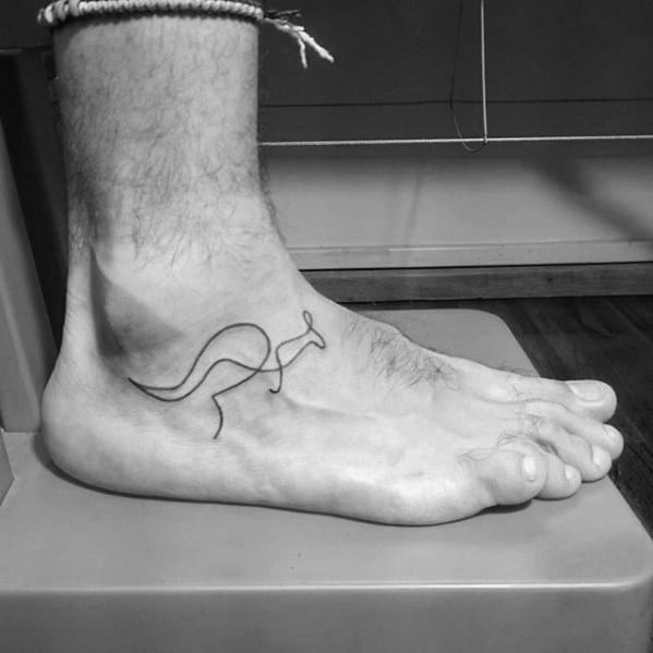 Minimalist Side Of Foot Guys Tattoo Ideas Kangaroo Designs