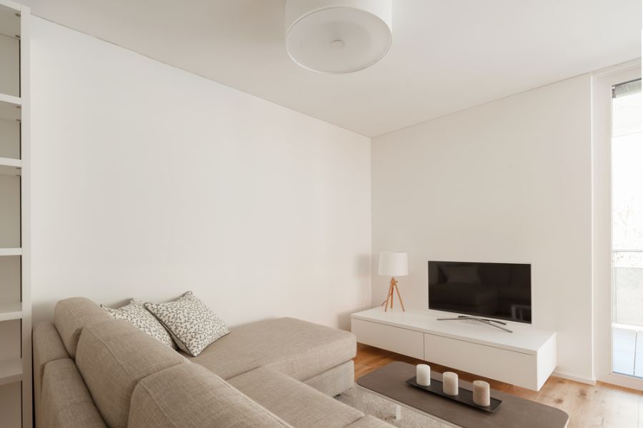 minimalist small white living room