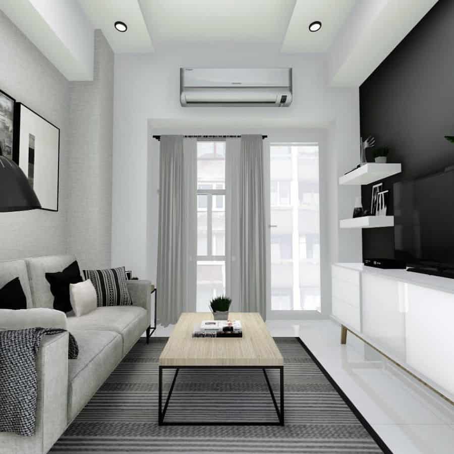 monochrome minimalist living room