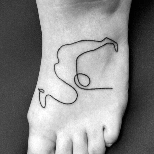 Minimalistic Camel Mens Line Foot Tattoo