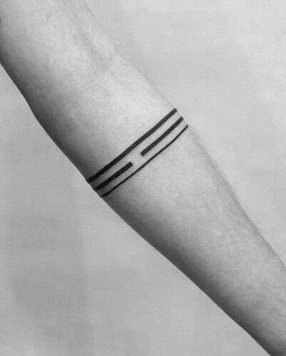 Minmalist Black Band Tattoos For Men