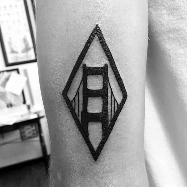 Minmalist Mens Golden Gate Bridge Tattoo