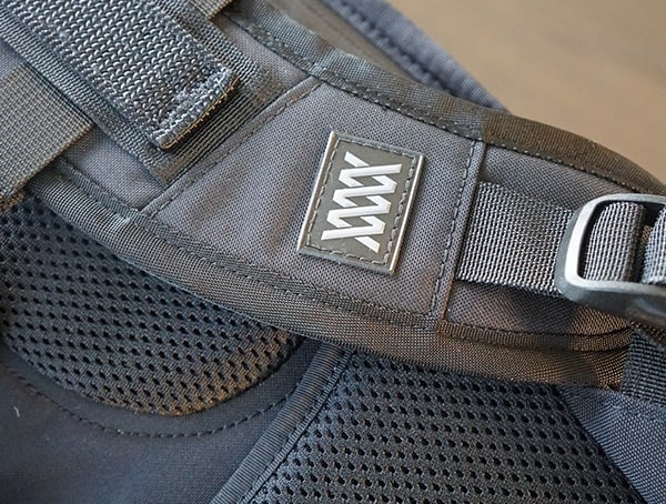 Mission Workshop The Rhake Tag Detail On Backpack