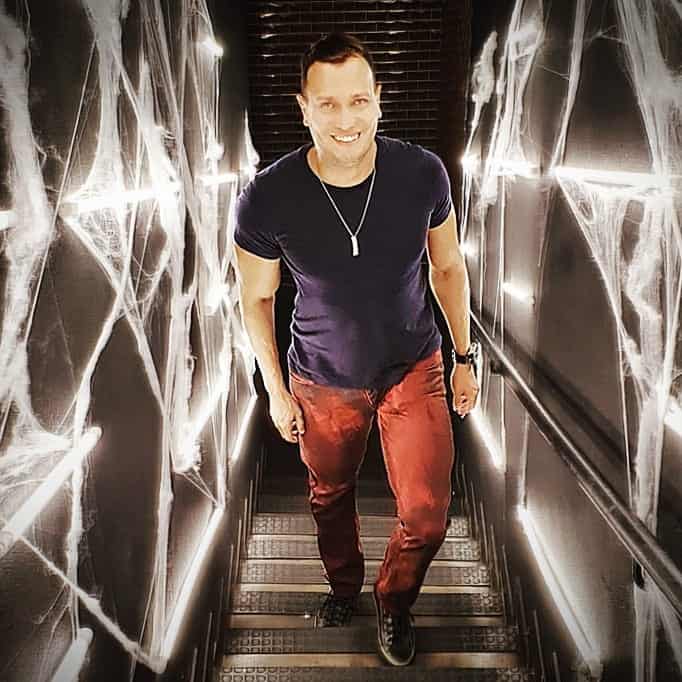 Model Stairs Party Red Pants Mens Wear