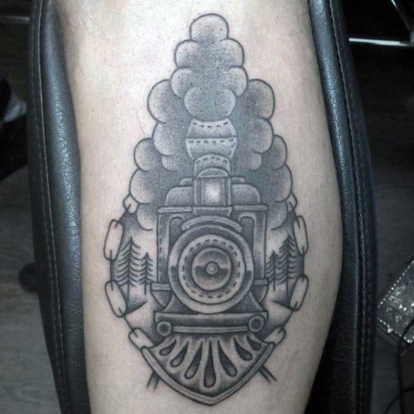 Modern Abstract Train Tattoo Design For Men
