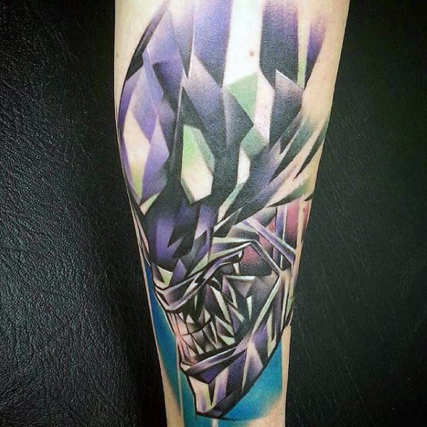 Modern Alien Mens Arm Tattoo Ideas With Watercolor Design