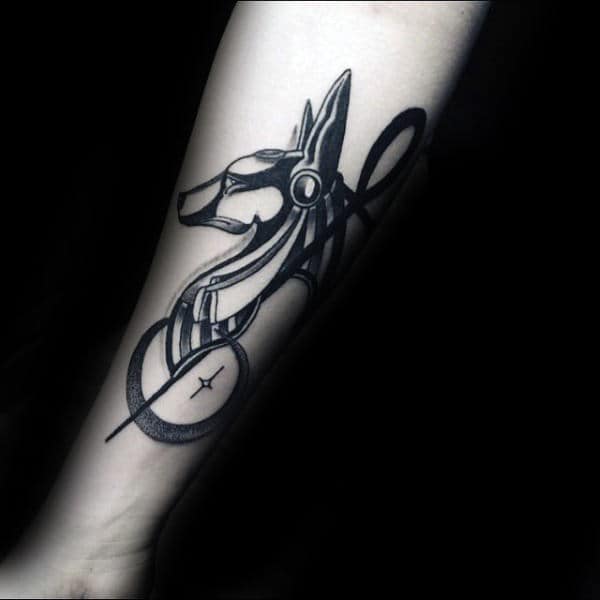 Modern Anubis Mens Inner Forearm Tattoos