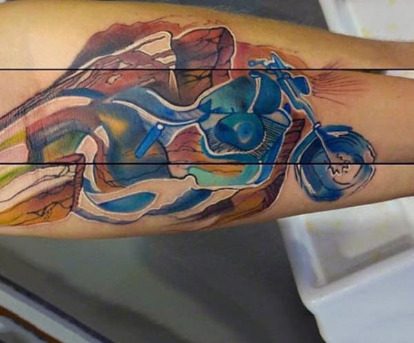 Modern Art Watercolor Tattoo On Forearm For Men