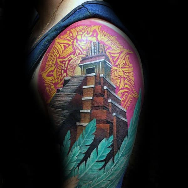 Modern Aztec Mens Half Sleeve Tattoo Ideas