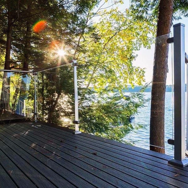 large glass panel deck railing