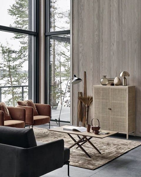 Modern Cabin Vertical Wood Boards Wall Ideas