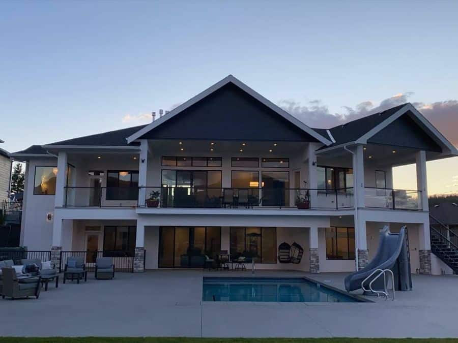 modern craftsman house pool slide