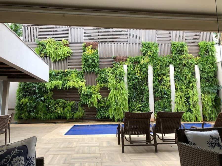 modern backyard vertical garden small pool