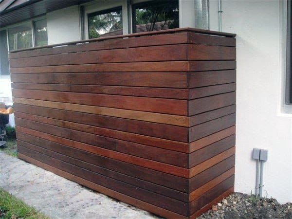 modern fence pool equipment enclosure