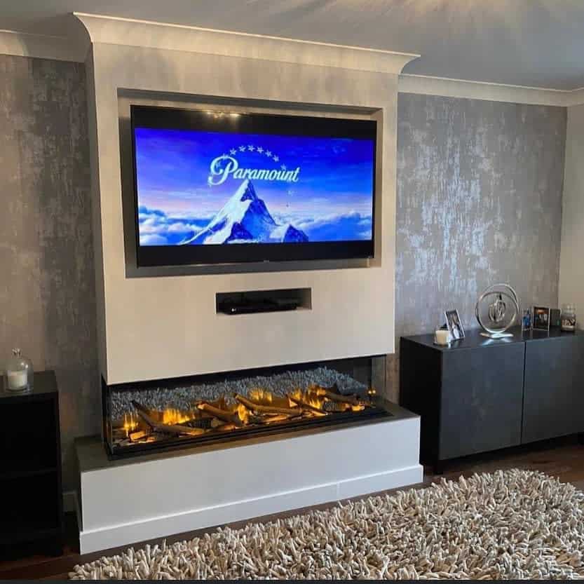 living room electric fireplace wall mounted tv