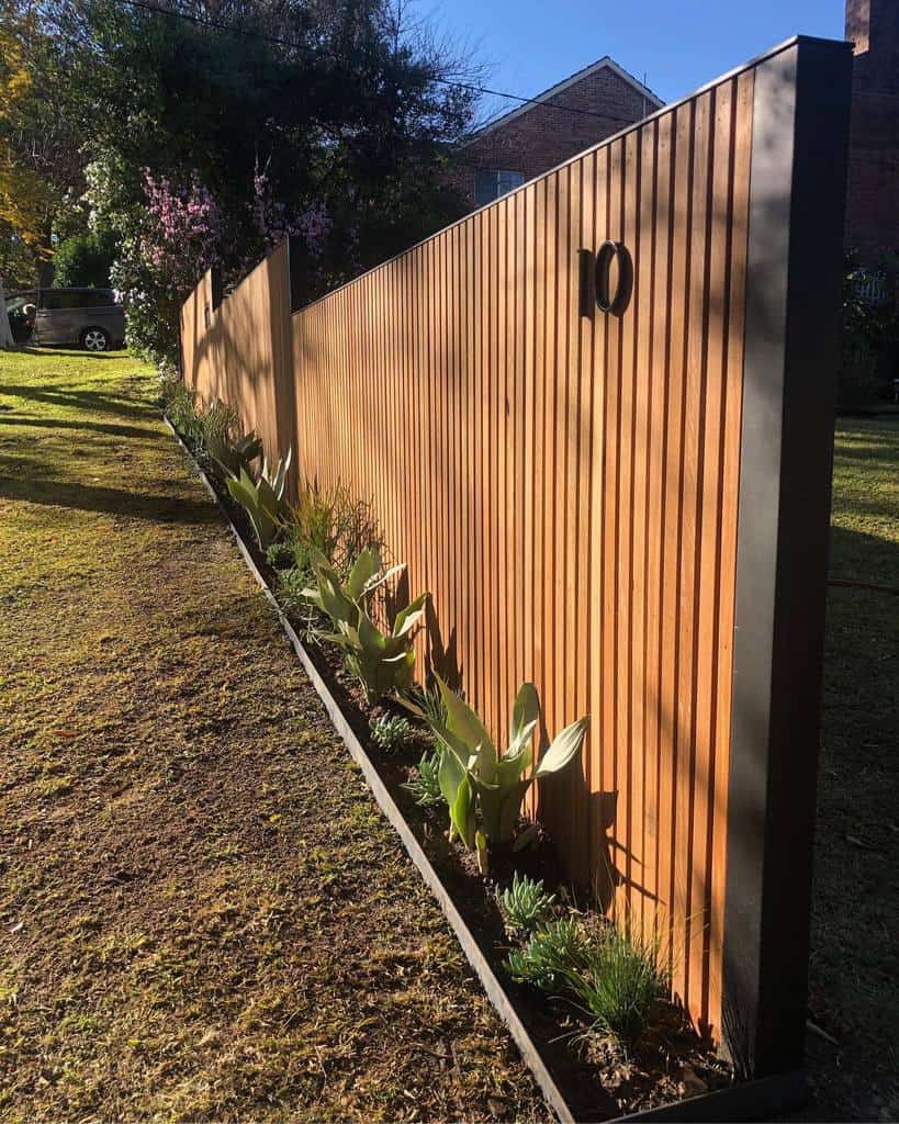 modern garden edging wood plank fence