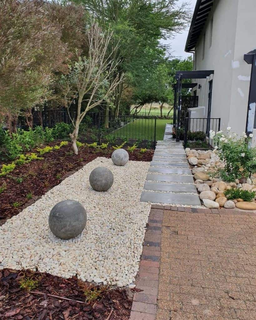 modern garden pavers white stones round ornaments