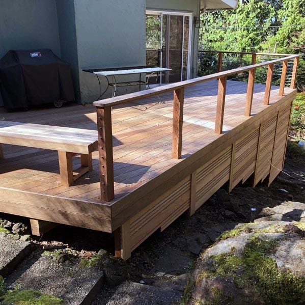 basic modern wood deck wood railing