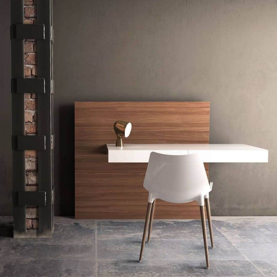 minimalist modern home office white wall desk white chair 