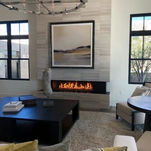 vinyl tile linear fireplace surround