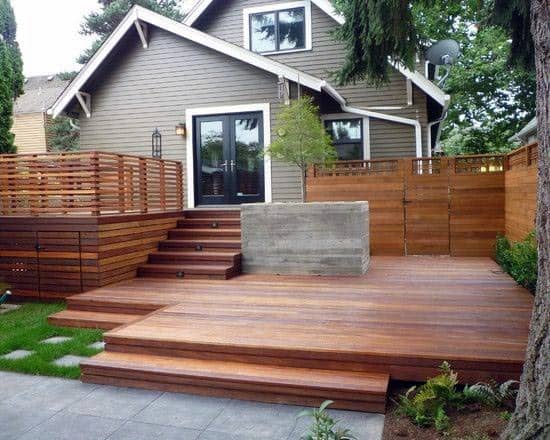 luxury cedar wood deck steps