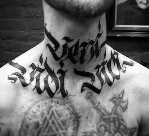 Modern Insane Veni Vidi Vici Mens Neck And Chest Tattoo