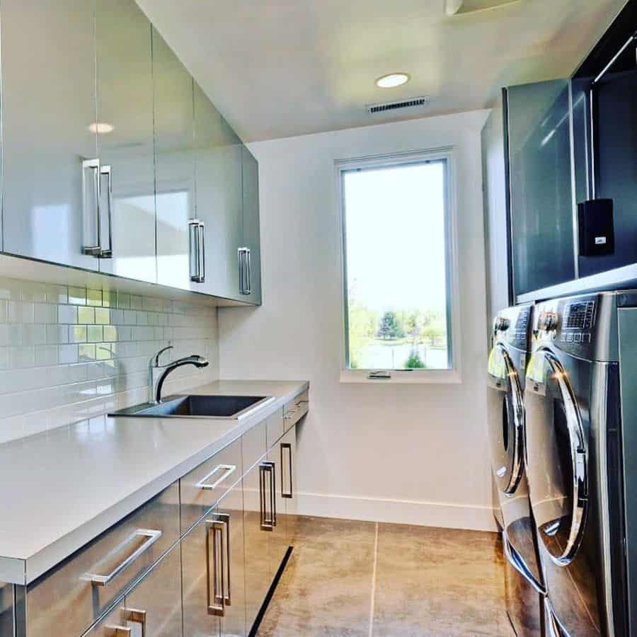 modern galley laundry room 