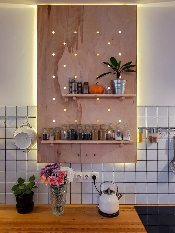 modern loft interior kitchen pegboard