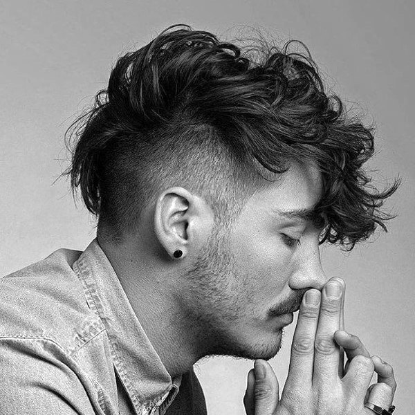Modern Long Length Mens Curly Fade Haircut