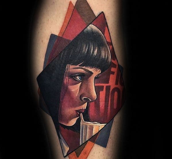 Modern Mens Mia Wallace Pulp Fiction Leg Tattoo